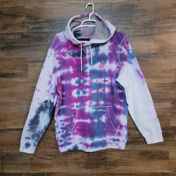 Abercrombie & Fitch Hoodie L Tie Dye Soft Fleece Stretch Pocket Front - Picture 1 of 10